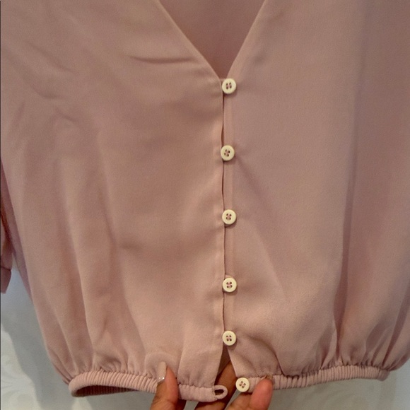 Wilfred Pink V-Neck Button-Up Blouse - Picture 3 of 4